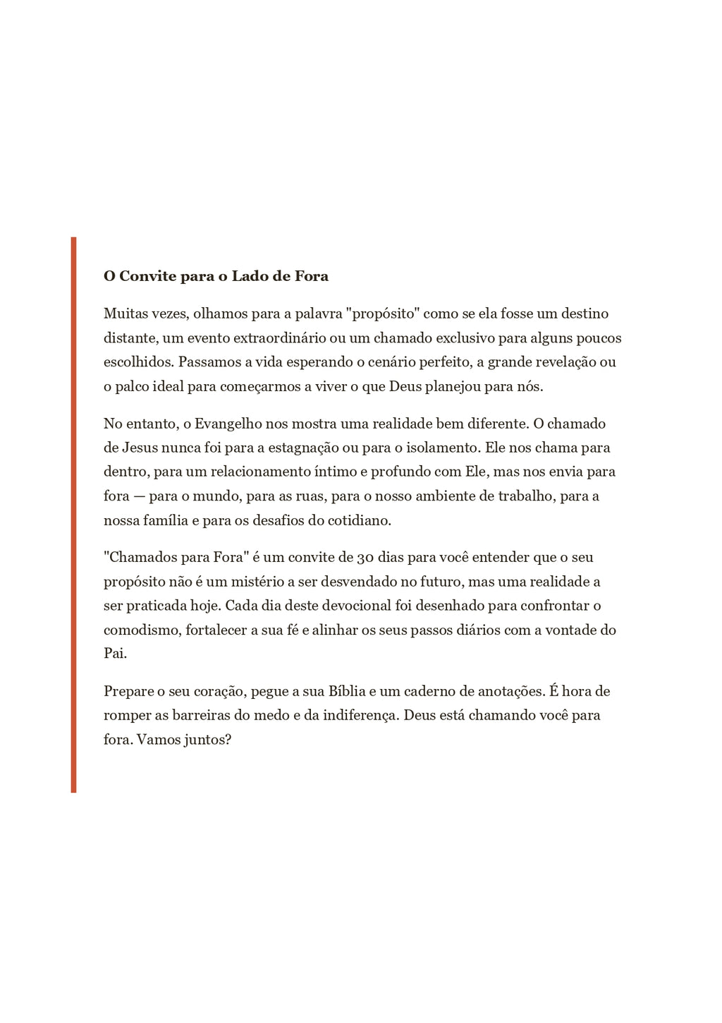 Chamados para Fora | Devocional de 30 Dias