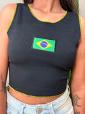 Cropped em Anarruga Regata Fru-Fru Brasil Ref. 1890