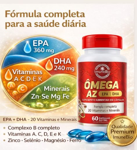 KIT 1 Ômega 3 A-Z - 20 Vitaminas e Minerais + EPA DHA + 1 Colágeno Tipo 2 + CGM