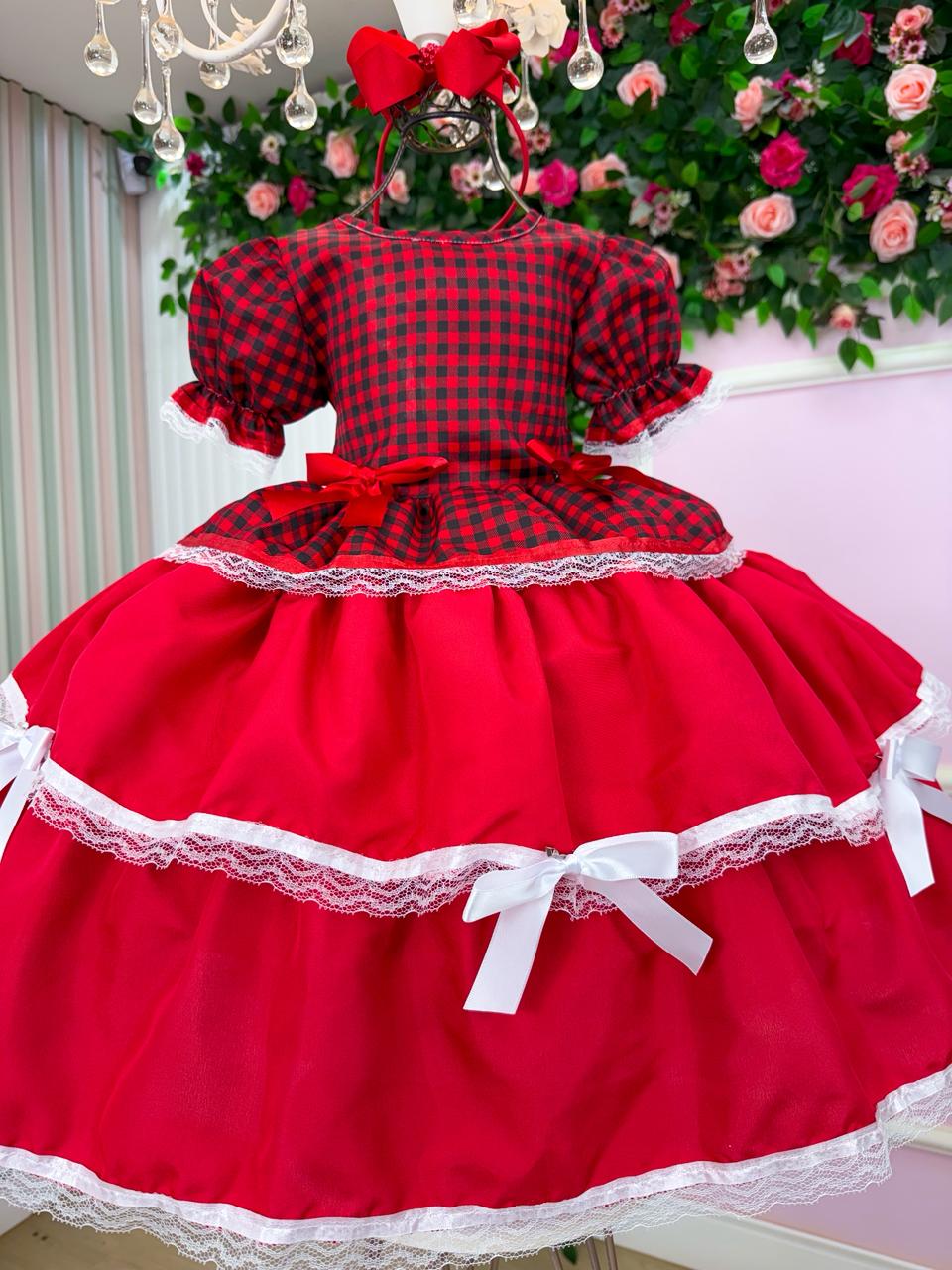 Vestido Junino Mimadine Luxo Fernanda Vermelho
